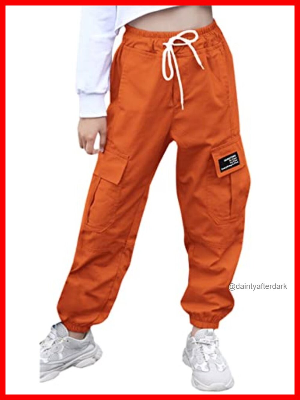 Womens Cotton Cargo Jogger Pants High Waist Tapered Ankle Length